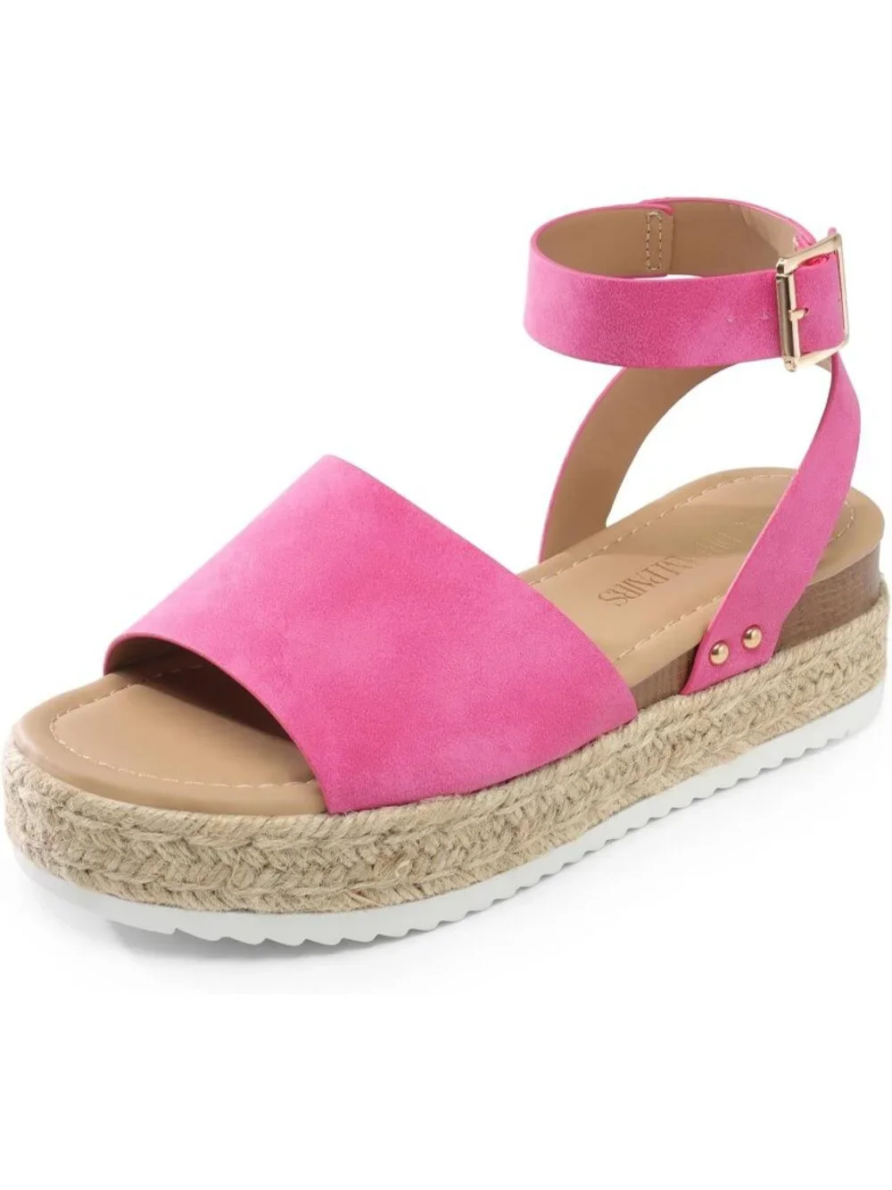 Women's Hot Pink Comfortable Platform Espadrilles Ankle Strap Wedge Sandal Shoes